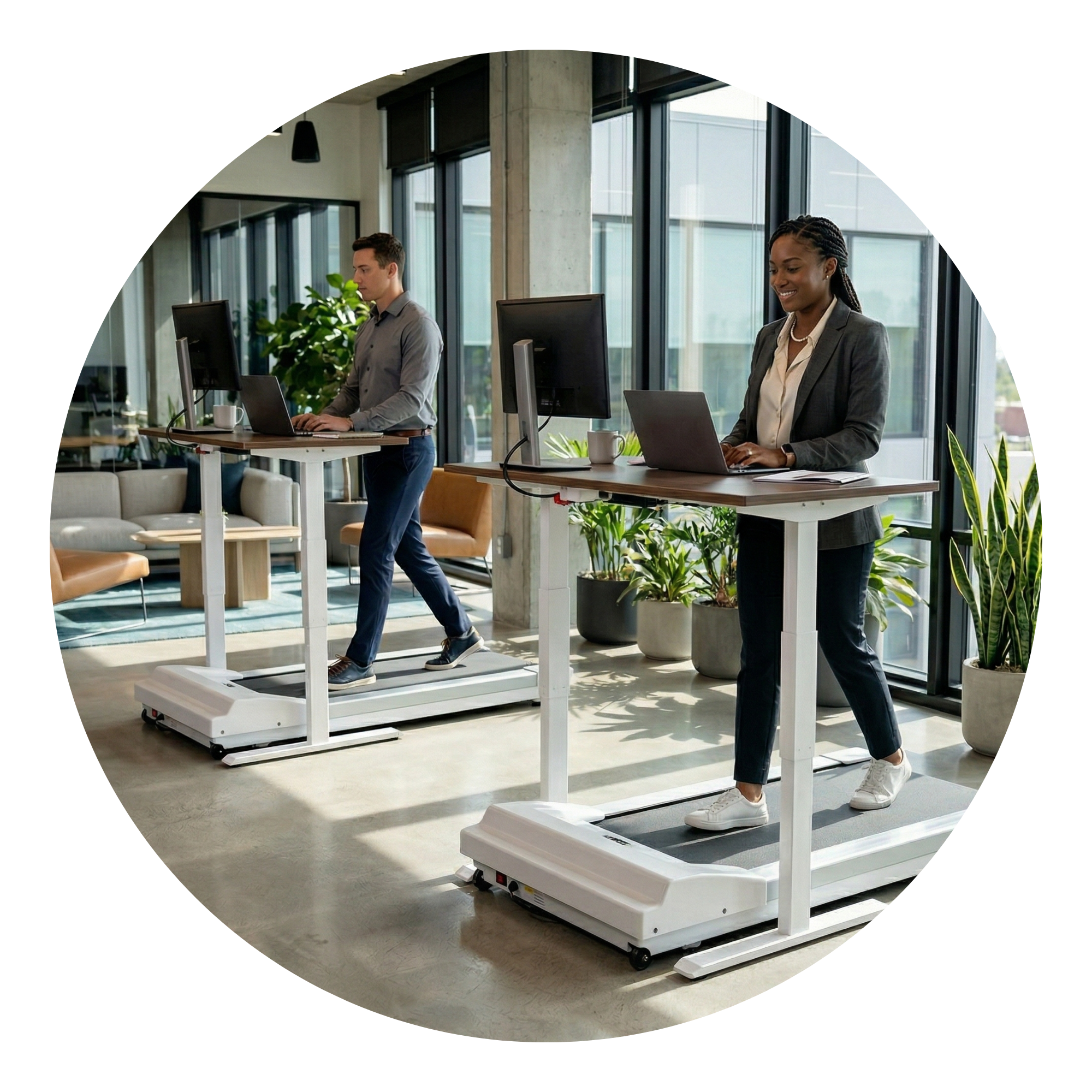 Employees use the Unsit treadmill at a coworking space