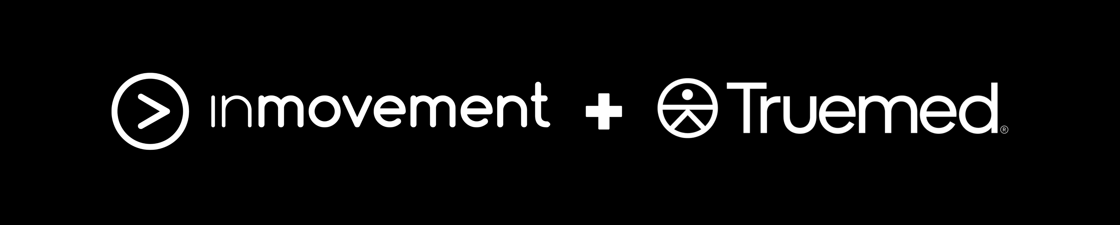 Logos of 'imovement' and 'Truemed' on a black background
