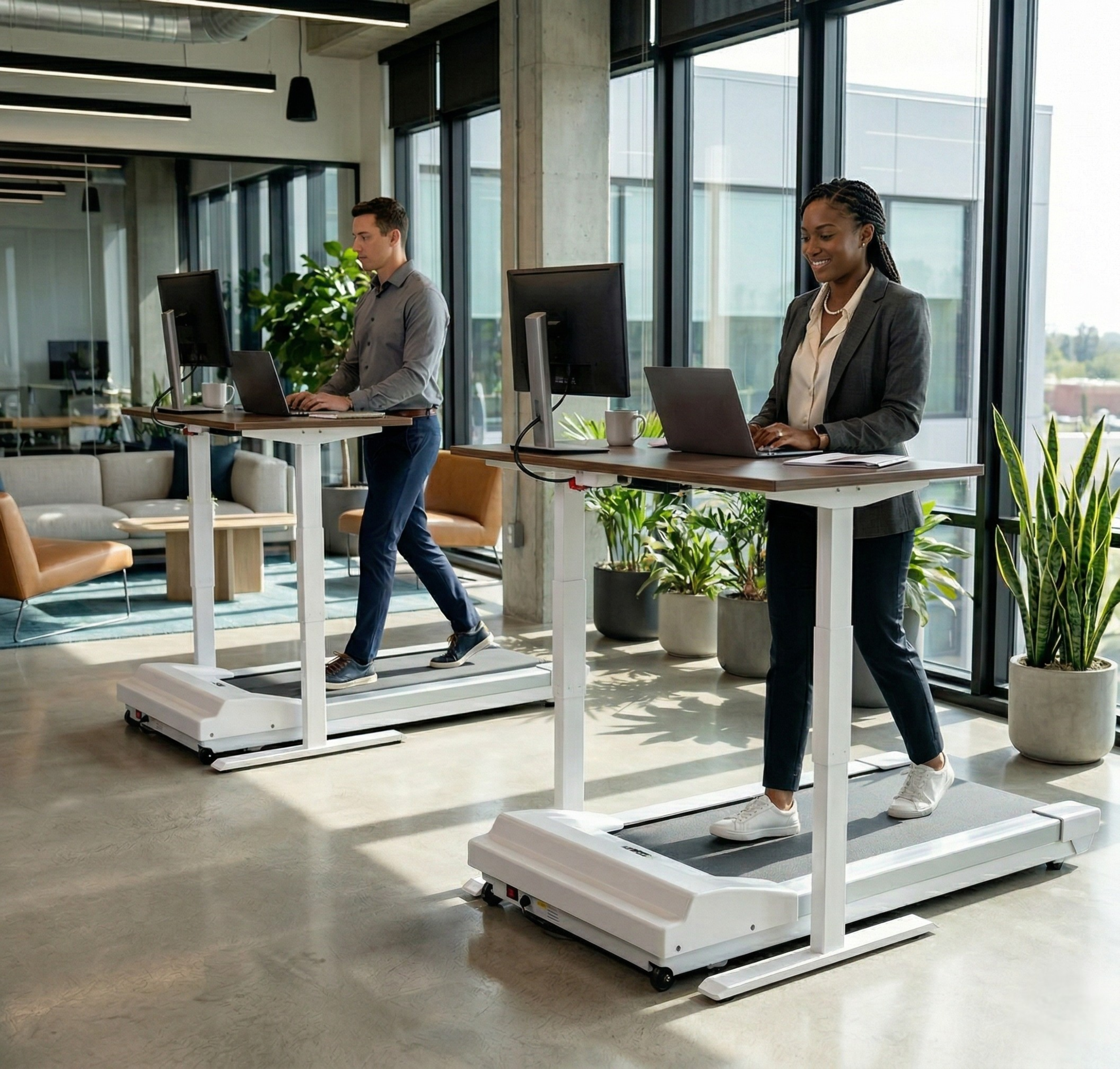 Employees use the Unsit Treadmill in a coworking space