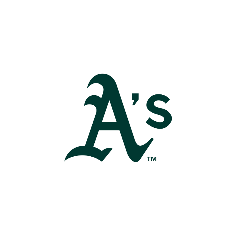 The Oakland Athletics 'A's' logo in dark green, centered on a plain white background.